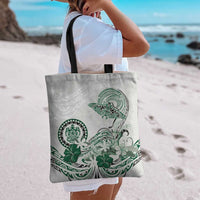 Polynesian Manta Ray Tote Bag Green Floral Turtle Tattoo - Polynesian Pride