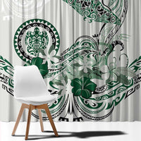 Polynesian Manta Ray Window Curtain Green Floral Turtle Tattoo - Polynesian Pride