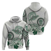 Polynesian Manta Ray Zip Hoodie Green Floral Turtle Tattoo - Polynesian Pride