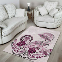 Polynesian Manta Ray Area Rug Pink Floral Turtle Tattoo - Polynesian Pride