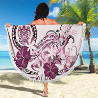 Polynesian Manta Ray Beach Blanket Pink Floral Turtle Tattoo - Polynesian Pride