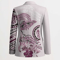 Polynesian Manta Ray Blazer Pink Floral Turtle Tattoo - Polynesian Pride
