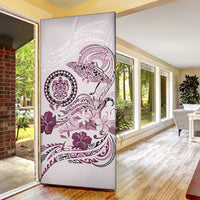 Polynesian Manta Ray Door Cover Pink Floral Turtle Tattoo - Polynesian Pride