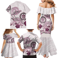 Polynesian Manta Ray Family Matching Mermaid Dress and Hawaiian Shirt Pink Floral Turtle Tattoo LT9 - Polynesian Pride