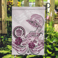 Polynesian Manta Ray Garden Flag Pink Floral Turtle Tattoo - Polynesian Pride