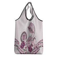 Polynesian Manta Ray Grocery Bag Pink Floral Turtle Tattoo - Polynesian Pride