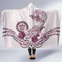 Polynesian Manta Ray Hooded Blanket Pink Floral Turtle Tattoo - Polynesian Pride