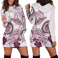 Polynesian Manta Ray Hoodie Dress Pink Floral Turtle Tattoo - Polynesian Pride