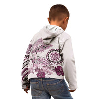 Polynesian Manta Ray Kid Hoodie Pink Floral Turtle Tattoo - Polynesian Pride