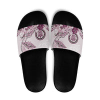 Polynesian Manta Ray Slide Sandals Pink Floral Turtle Tattoo - Polynesian Pride