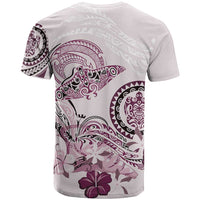 Polynesian Manta Ray T Shirt Pink Floral Turtle Tattoo - Polynesian Pride