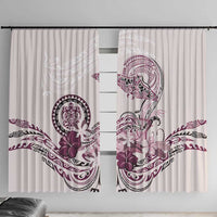 Polynesian Manta Ray Window Curtain Pink Floral Turtle Tattoo - Polynesian Pride