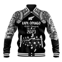 NZ Rugby Baseball Jacket Kapa Opango Maori Haka With Years of The All Black Champions LT9 Unisex Black - Polynesian Pride