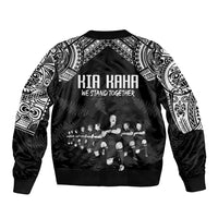 NZ Rugby Sleeve Zip Bomber Jacket Kapa Opango Maori Haka With Years of The All Black Champions LT9 - Polynesian Pride