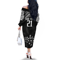 Custom NZ Rugby Family Matching Off Shoulder Long Sleeve Dress and Hawaiian Shirt Kapa Opango Maori Haka With Years of The All Black Champions LT9 - Polynesian Pride
