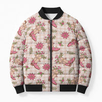 Beige Paniolo Palaka Hawaiian Cowgirl Christmas Bomber Puffer Jacket LT9 Unisex Beige - Polynesian Pride