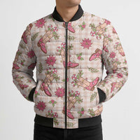 Beige Paniolo Palaka Hawaiian Cowgirl Christmas Bomber Puffer Jacket LT9 - Polynesian Pride