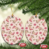 Beige Paniolo Palaka Hawaiian Cowgirl Christmas Ceramic Ornament - Polynesian Pride