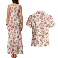 Beige Paniolo Palaka Hawaiian Cowgirl Christmas Couples Matching Tank Maxi Dress and Hawaiian Shirt LT9 - Polynesian Pride