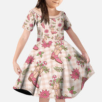 Beige Paniolo Palaka Hawaiian Cowgirl Christmas Family Matching Mermaid Dress and Hawaiian Shirt LT9 Daughter's Dress Beige - Polynesian Pride