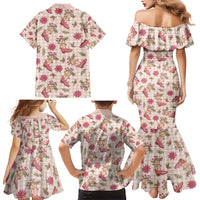 Beige Paniolo Palaka Hawaiian Cowgirl Christmas Family Matching Mermaid Dress and Hawaiian Shirt - Polynesian Pride