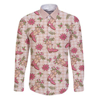 Beige Paniolo Palaka Hawaiian Cowgirl Christmas Family Matching Mermaid Dress and Hawaiian Shirt - Polynesian Pride