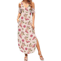 Beige Paniolo Palaka Hawaiian Cowgirl Christmas Family Matching Summer Maxi Dress and Hawaiian Shirt LT9 Mom's Dress Beige - Polynesian Pride