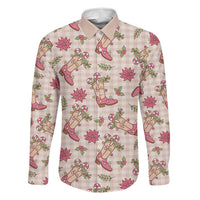 Beige Paniolo Palaka Hawaiian Cowgirl Christmas Family Matching Tank Maxi Dress and Hawaiian Shirt LT9 Dad's Shirt - Long Sleeve Beige - Polynesian Pride