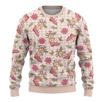 Beige Paniolo Palaka Hawaiian Cowgirl Christmas Ugly Christmas Sweater - Polynesian Pride