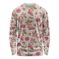 Beige Paniolo Palaka Hawaiian Cowgirl Christmas Long Sleeve Shirt - Polynesian Pride