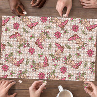 Beige Paniolo Palaka Hawaiian Cowgirl Christmas Puzzle LT9 - Polynesian Pride