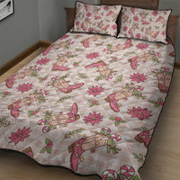 Beige Paniolo Palaka Hawaiian Cowgirl Christmas Quilt Bed Set - Polynesian Pride