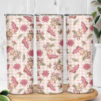 Beige Paniolo Palaka Hawaiian Cowgirl Christmas Skinny Tumbler - Polynesian Pride