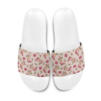 Beige Paniolo Palaka Hawaiian Cowgirl Christmas Slide Sandals - Polynesian Pride