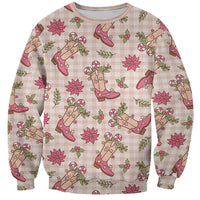 Beige Paniolo Palaka Hawaiian Cowgirl Christmas Sweatshirt - Polynesian Pride