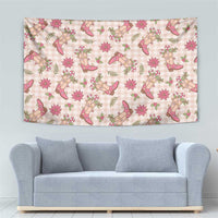 Beige Paniolo Palaka Hawaiian Cowgirl Christmas Tapestry - Polynesian Pride