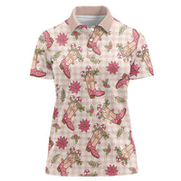 Beige Paniolo Palaka Hawaiian Cowgirl Christmas Women Polo Shirt LT9 Female Beige - Polynesian Pride
