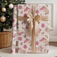 Beige Paniolo Palaka Hawaiian Cowgirl Christmas Wrapping Paper - Polynesian Pride