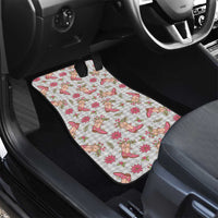 Gray Paniolo Palaka Hawaiian Cowgirl Christmas Car Mats - Polynesian Pride