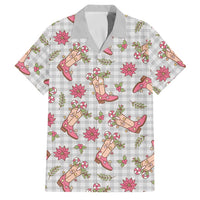 Gray Paniolo Palaka Hawaiian Cowgirl Christmas Family Matching Long Sleeve Bodycon Dress and Hawaiian Shirt LT9 Dad's Shirt - Short Sleeve Gray - Polynesian Pride