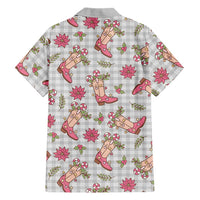 Gray Paniolo Palaka Hawaiian Cowgirl Christmas Family Matching Off Shoulder Maxi Dress and Hawaiian Shirt LT9 - Polynesian Pride