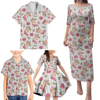 Gray Paniolo Palaka Hawaiian Cowgirl Christmas Family Matching Puletasi and Hawaiian Shirt LT9 - Polynesian Pride