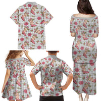 Gray Paniolo Palaka Hawaiian Cowgirl Christmas Family Matching Puletasi and Hawaiian Shirt - Polynesian Pride