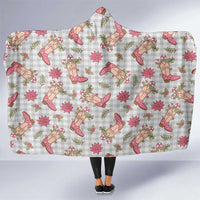 Gray Paniolo Palaka Hawaiian Cowgirl Christmas Hooded Blanket - Polynesian Pride
