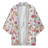 Gray Paniolo Palaka Hawaiian Cowgirl Christmas Kimono - Polynesian Pride
