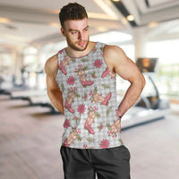 Gray Paniolo Palaka Hawaiian Cowgirl Christmas Men Tank Top - Polynesian Pride