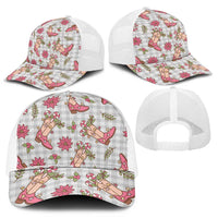 Gray Paniolo Palaka Hawaiian Cowgirl Christmas Mesh Trucker Cap - Polynesian Pride