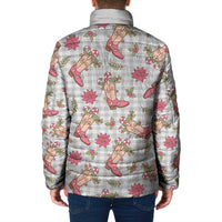Gray Paniolo Palaka Hawaiian Cowgirl Christmas Padded Jacket - Polynesian Pride
