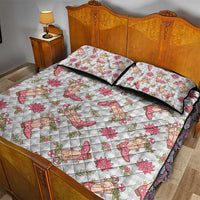 Gray Paniolo Palaka Hawaiian Cowgirl Christmas Quilt Bed Set - Polynesian Pride