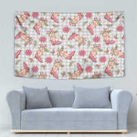 Gray Paniolo Palaka Hawaiian Cowgirl Christmas Tapestry - Polynesian Pride